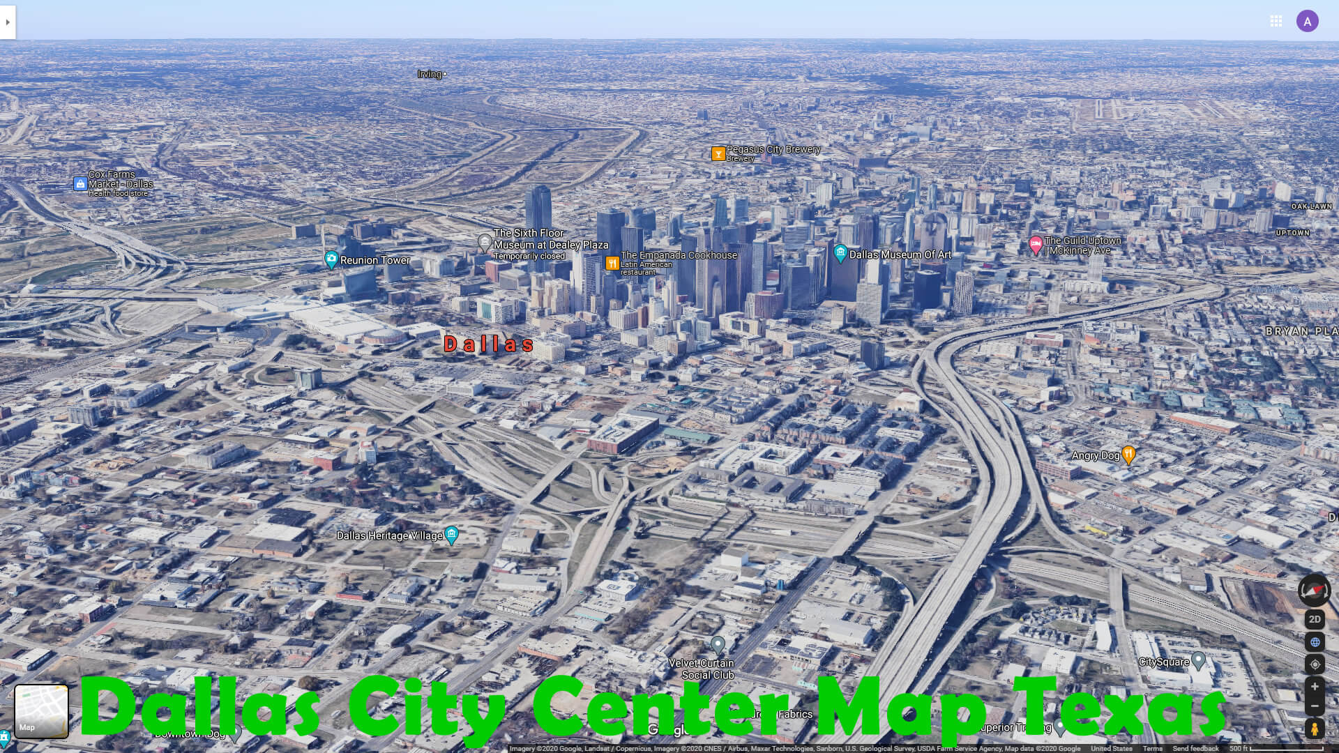 Dallas City Center Map Texas